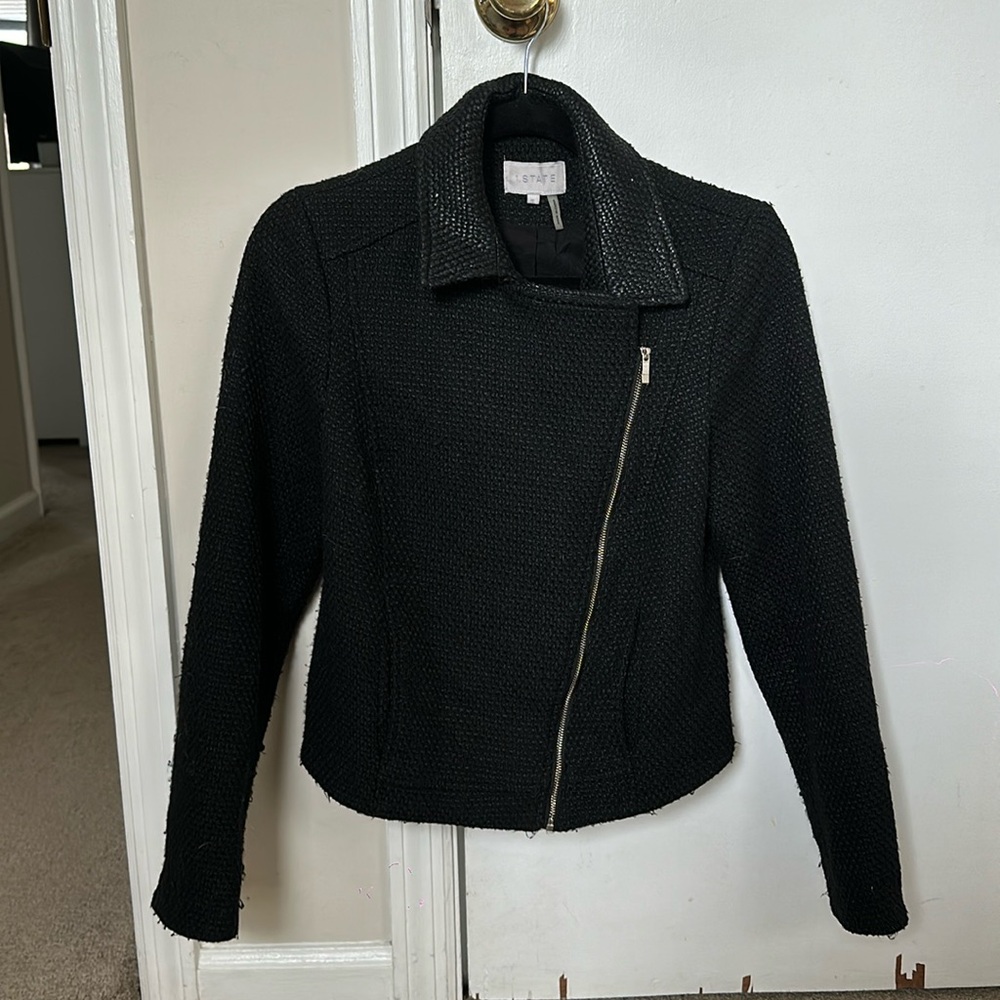 1 STATE women’s black boucle black short jacket - size small - double zipper